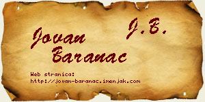 Jovan Baranac vizit kartica